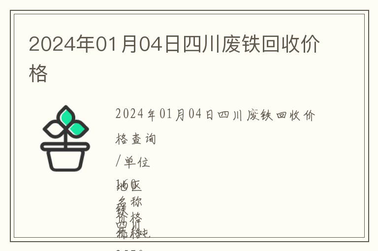 2024年01月04日四川廢鐵回收價格