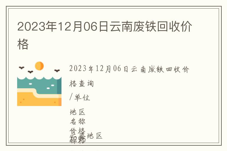 2023年12月06日云南廢鐵回收價格