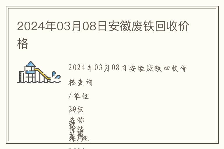 2024年03月08日安徽廢鐵回收價格