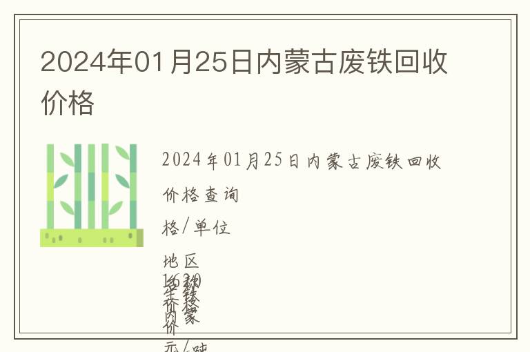 2024年01月25日內蒙古廢鐵回收價格