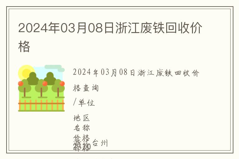 2024年03月08日浙江廢鐵回收價格