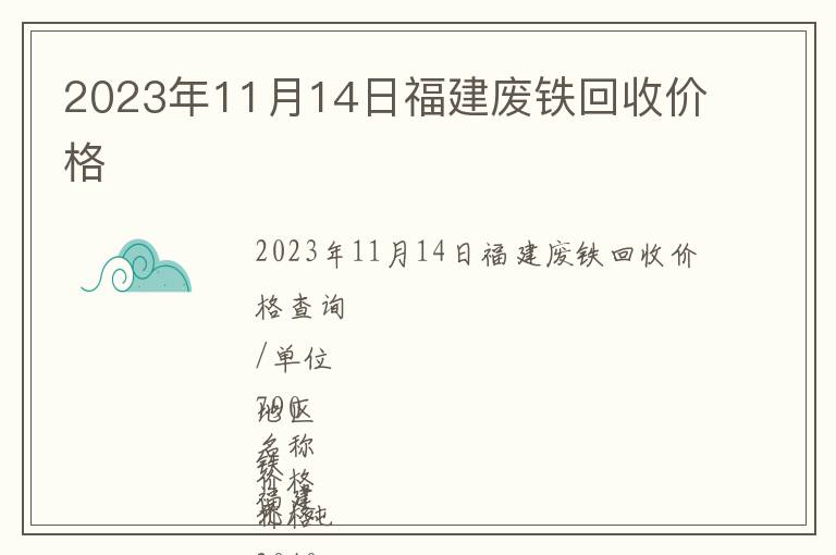 2023年11月14日福建廢鐵回收價格
