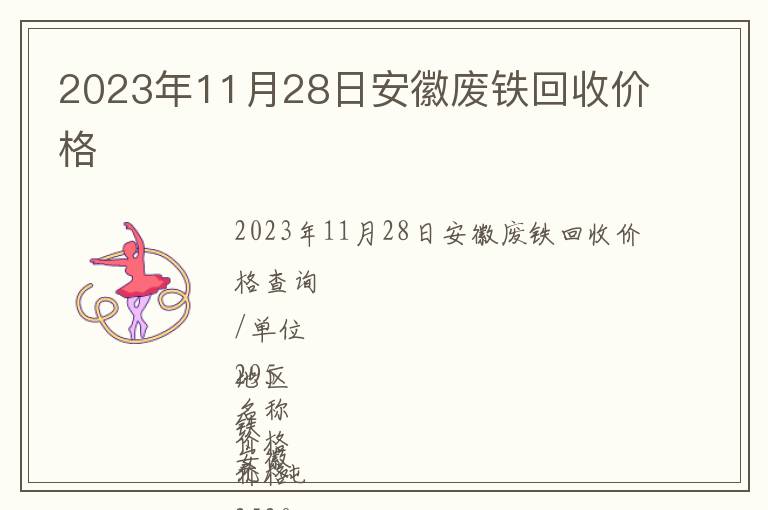2023年11月28日安徽廢鐵回收價格