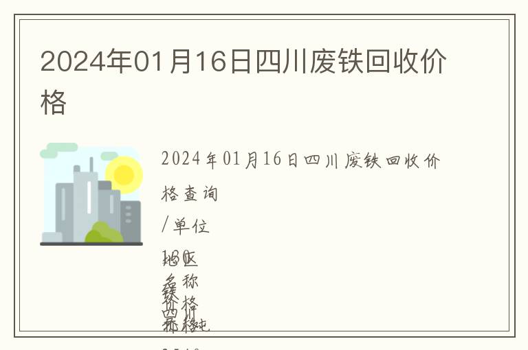 2024年01月16日四川廢鐵回收價格