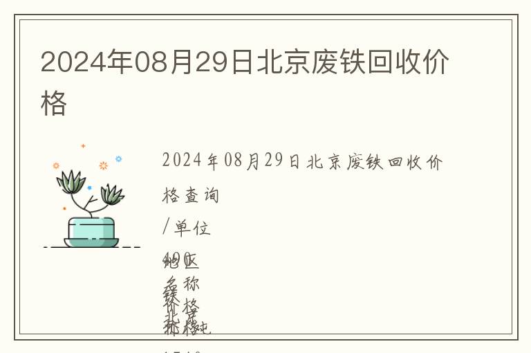 2024年08月29日北京廢鐵回收價格