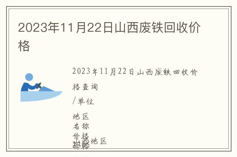 2023年11月22日山西廢鐵回收價格