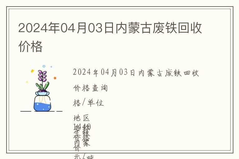 2024年04月03日內蒙古廢鐵回收價格