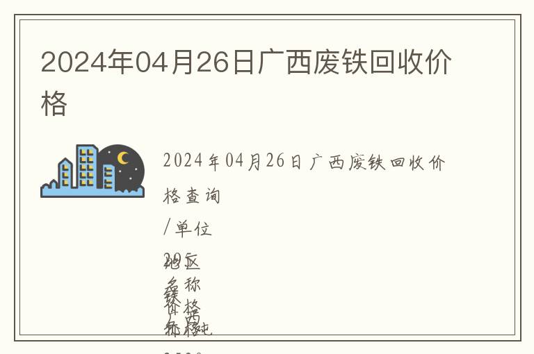 2024年04月26日廣西廢鐵回收價格