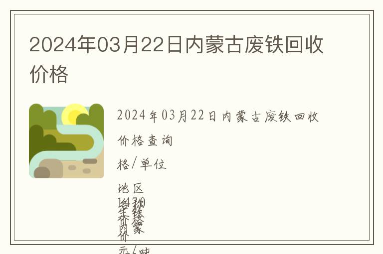 2024年03月22日內蒙古廢鐵回收價格