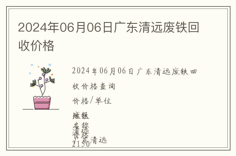 2024年06月06日廣東清遠廢鐵回收價格