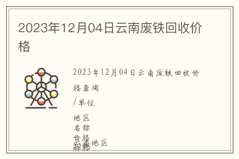 2023年12月04日云南廢鐵回收價格