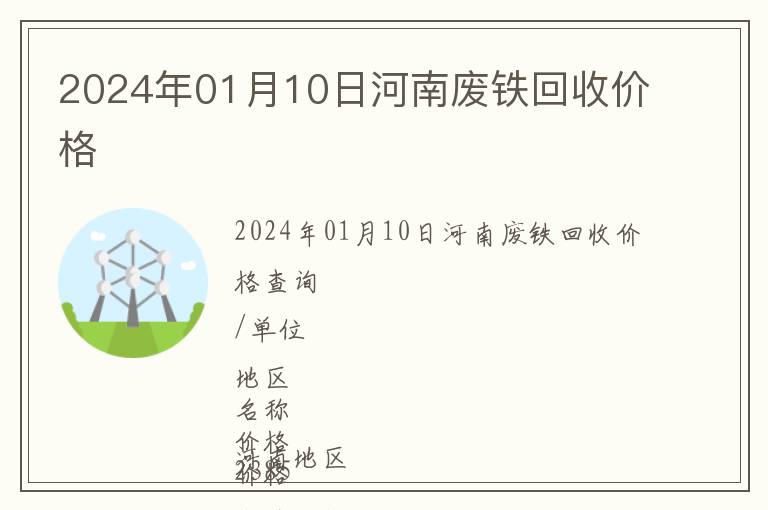 2024年01月10日河南廢鐵回收價格