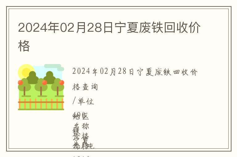 2024年02月28日寧夏廢鐵回收價格