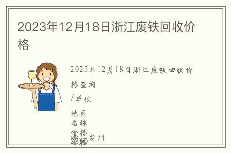 2023年12月18日浙江廢鐵回收價格