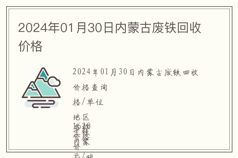 2024年01月30日內蒙古廢鐵回收價格