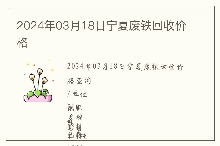 2024年03月18日寧夏廢鐵回收價格
