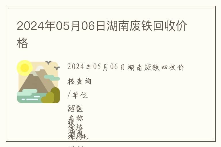 2024年05月06日湖南廢鐵回收價格
