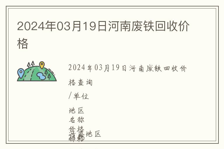 2024年03月19日河南廢鐵回收價格