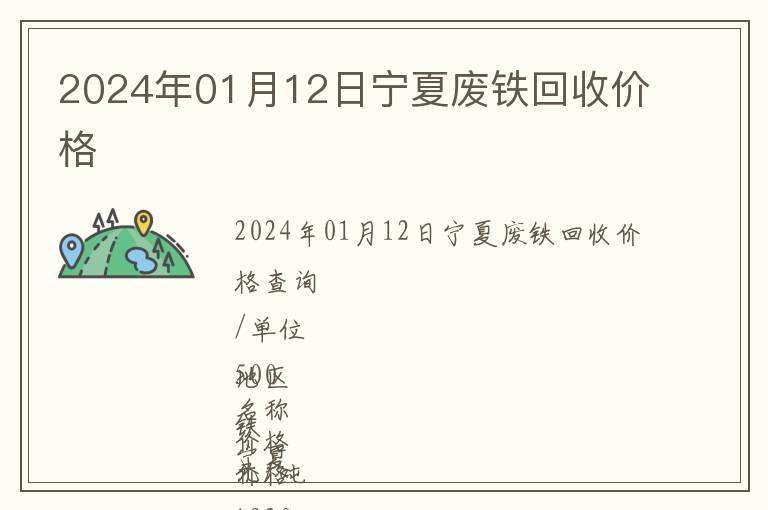 2024年01月12日寧夏廢鐵回收價格