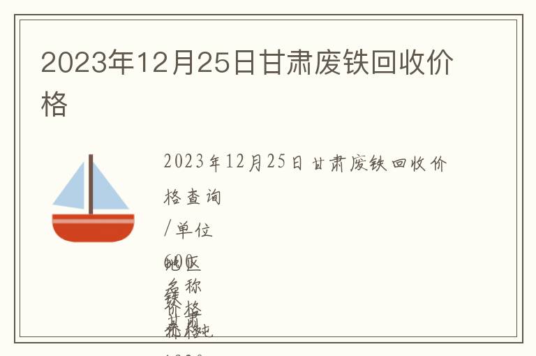 2023年12月25日甘肅廢鐵回收價格