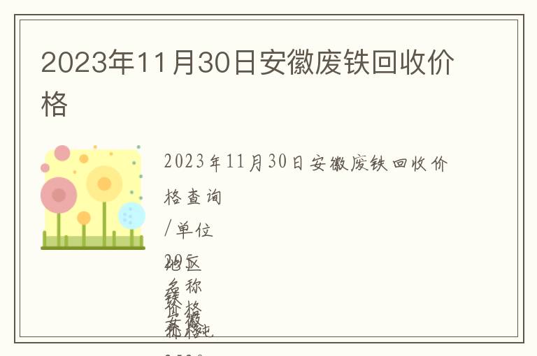 2023年11月30日安徽廢鐵回收價格