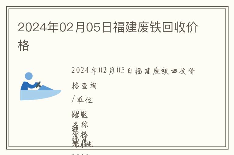 2024年02月05日福建廢鐵回收價格