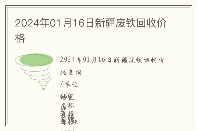 2024年01月16日新疆廢鐵回收價格