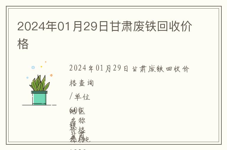 2024年01月29日甘肅廢鐵回收價格