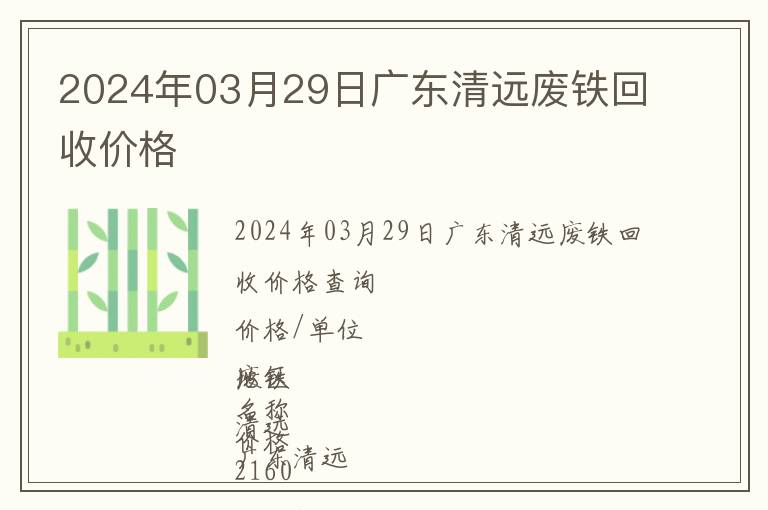 2024年03月29日廣東清遠廢鐵回收價格