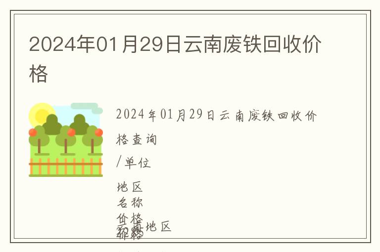 2024年01月29日云南廢鐵回收價格