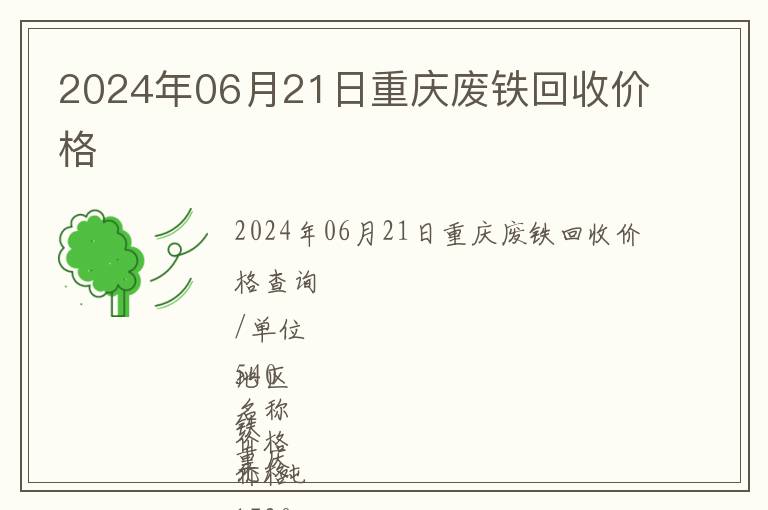 2024年06月21日重慶廢鐵回收價格