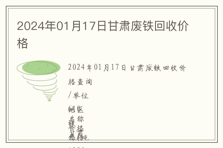 2024年01月17日甘肅廢鐵回收價格