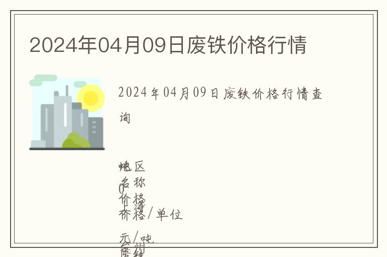 2024年04月09日廢鐵價(jià)格行情