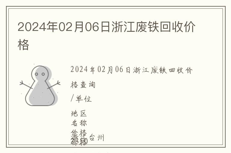 2024年02月06日浙江廢鐵回收價格