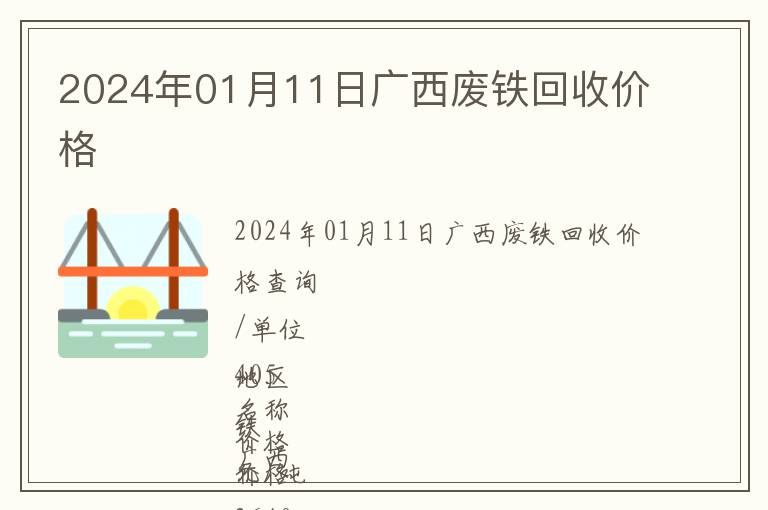 2024年01月11日廣西廢鐵回收價格
