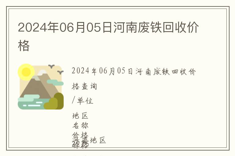 2024年06月05日河南廢鐵回收價格