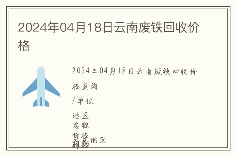2024年04月18日云南廢鐵回收價格