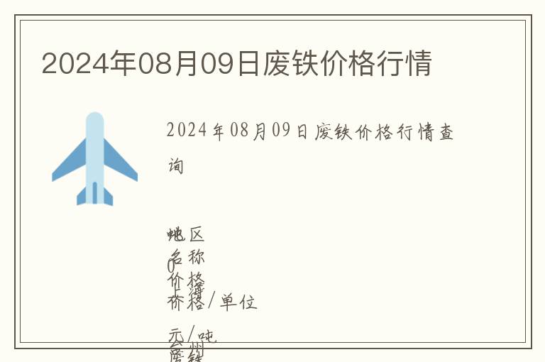 2024年08月09日廢鐵價(jià)格行情