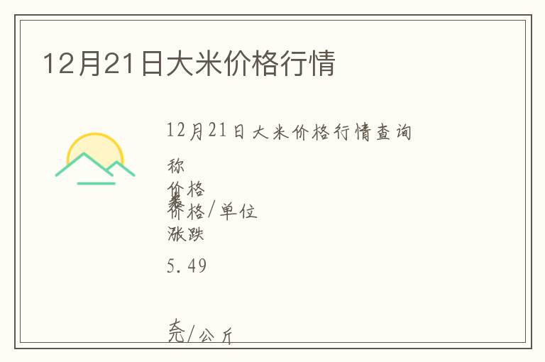 12月21日大米價格行情
