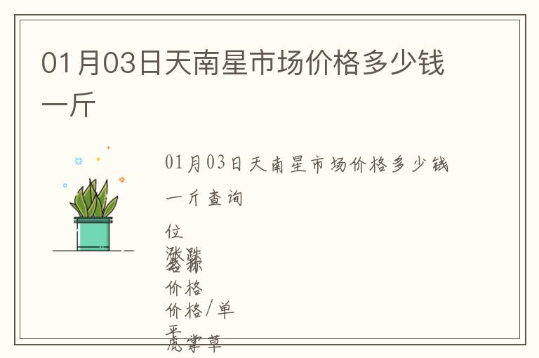 01月03日天南星市場價格多少錢一斤