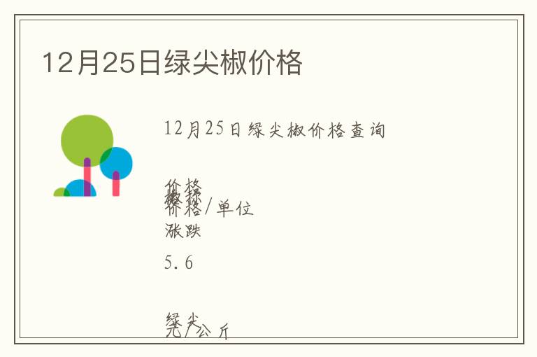 12月25日綠尖椒價格