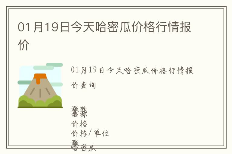 01月19日今天哈密瓜價格行情報價