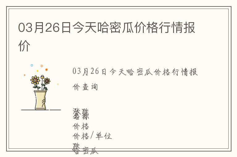03月26日今天哈密瓜價格行情報價