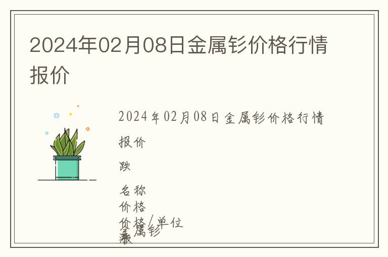 2024年02月08日金屬釤價格行情報價