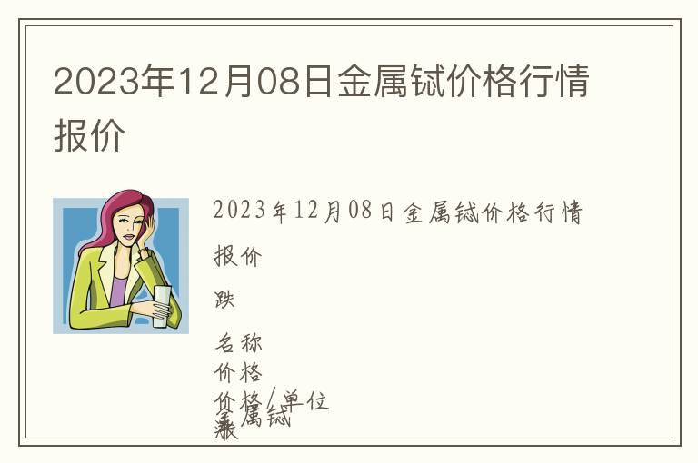 2023年12月08日金屬鋱價格行情報價
