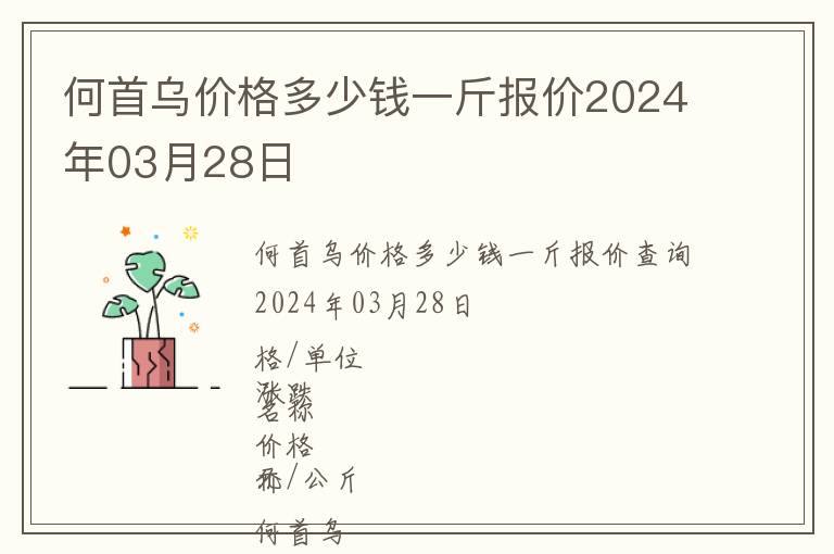 何首烏價格多少錢一斤報價2024年03月28日