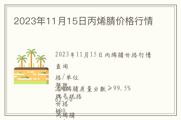 2023年11月15日丙烯腈價格行情