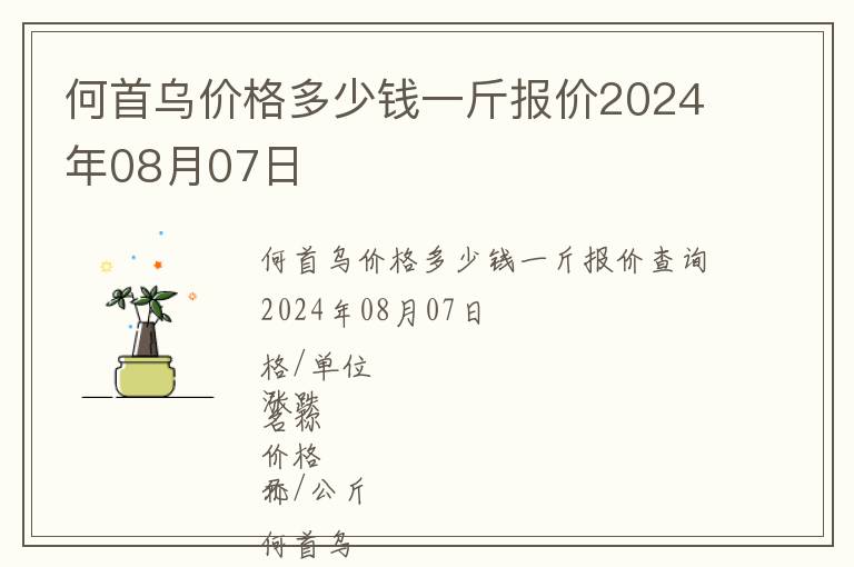 何首烏價(jià)格多少錢一斤報(bào)價(jià)2024年08月07日