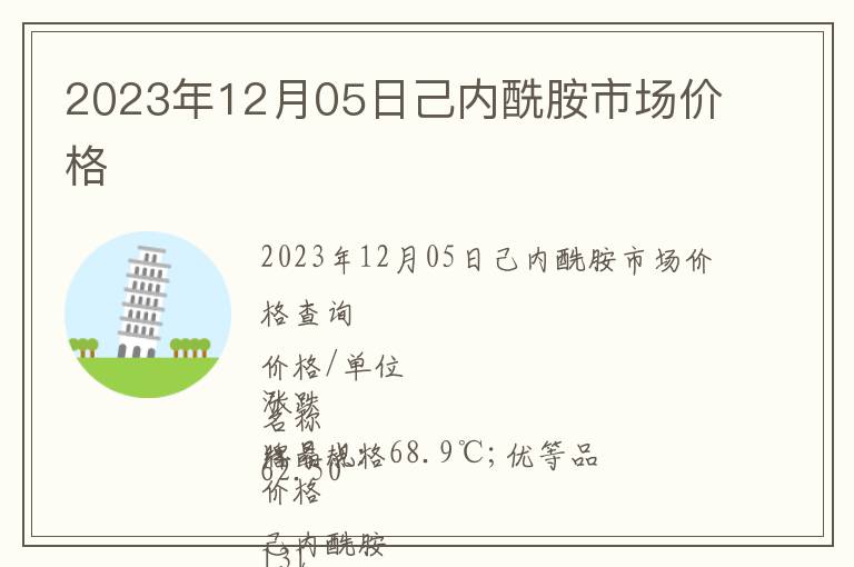 2023年12月05日己內(nèi)酰胺市場(chǎng)價(jià)格