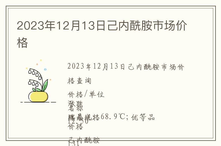2023年12月13日己內(nèi)酰胺市場(chǎng)價(jià)格